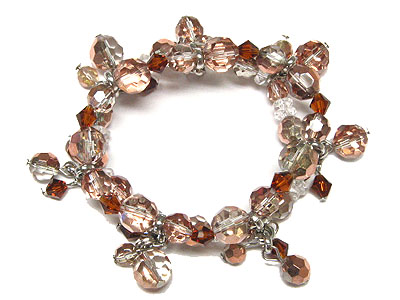 Genuine crystal and glass beads stretch bracelet