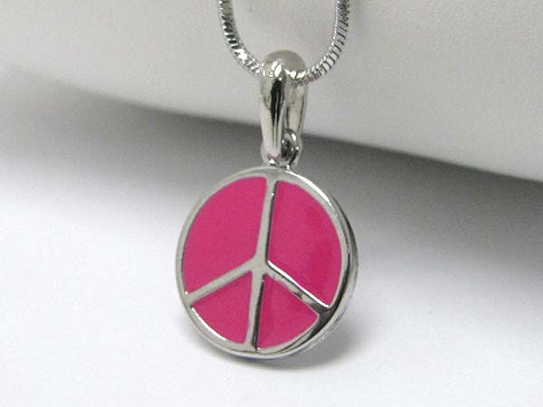 Made in korea whitegold plating enamel peace mark necklace?