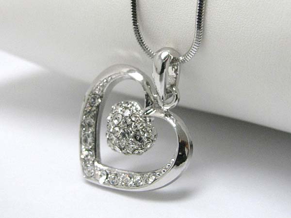 Made in korea whitegold plating crystal stud heart dangle in heart pendant necklace?