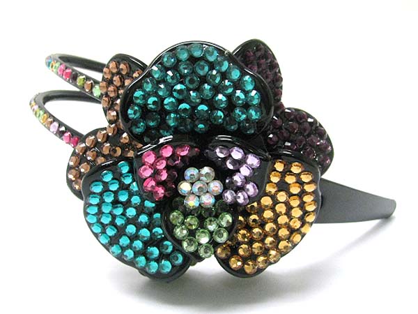 Crystal stud acryl flower accent headband