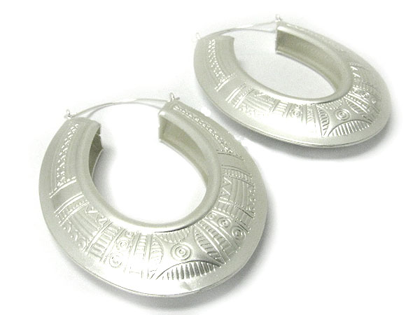 Ethnic style metal hollow hoop earring - hoops