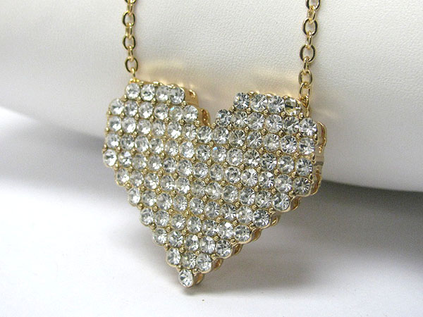 Crystal stud heart tied necklace -valentine