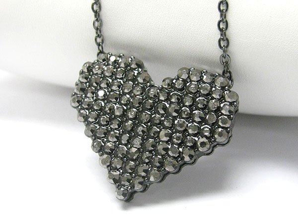 Crystal stud heart tied necklace -valentine