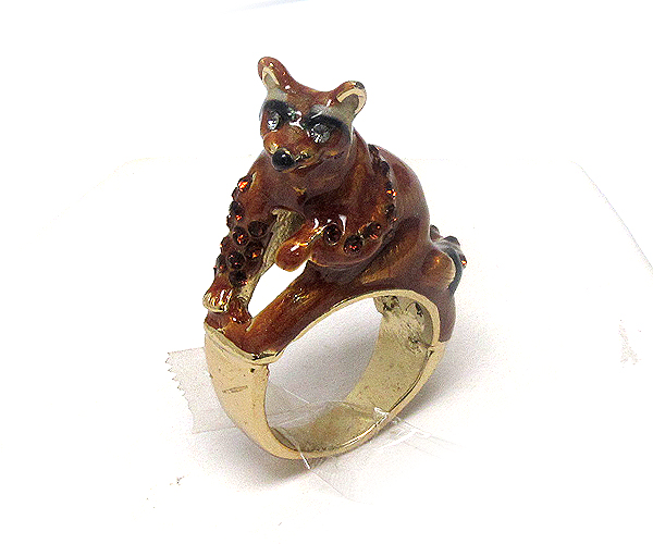 Crystal and epoxy miniature doggy ring