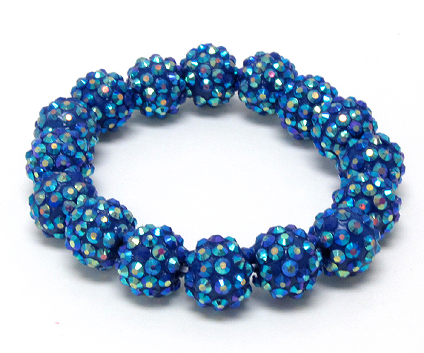 Crystal multi fireball link stretch bracelet