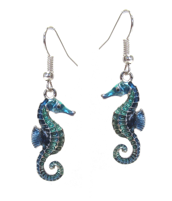 Sealife theme epoxy sea horse earring
