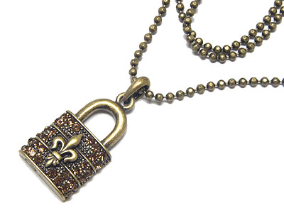 Fleur de lis lock necklace