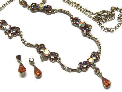 Boutique style genuine austrian crystal necklace and earring set