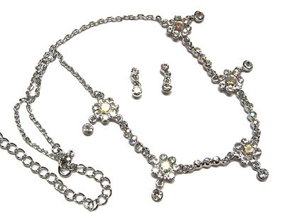 Boutique style genuine austrian crystal necklace and earring set