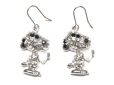 Made in korea whitegold plating crystal dog earring