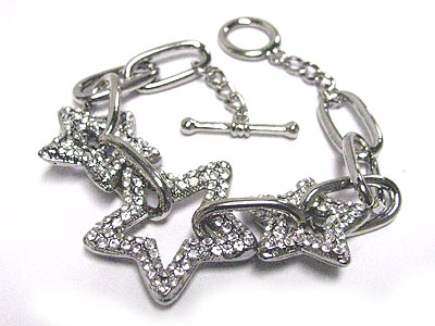 Crystal star chain link toggle bracelet