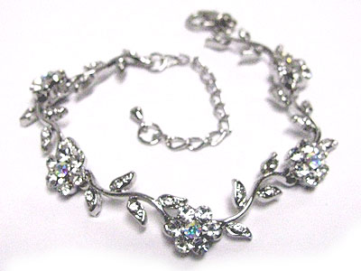 Crystal flower link bracelet