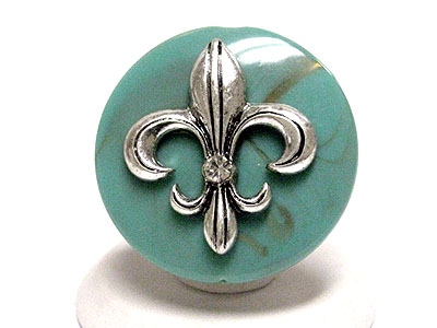 Fleur de lis marblic look large acryl adjustable ring