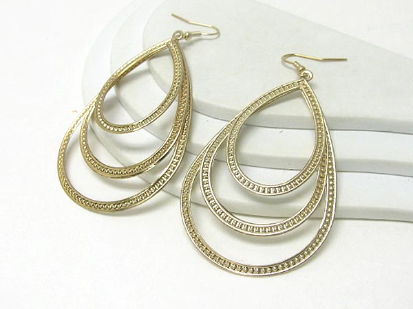 Triple metal drop earring