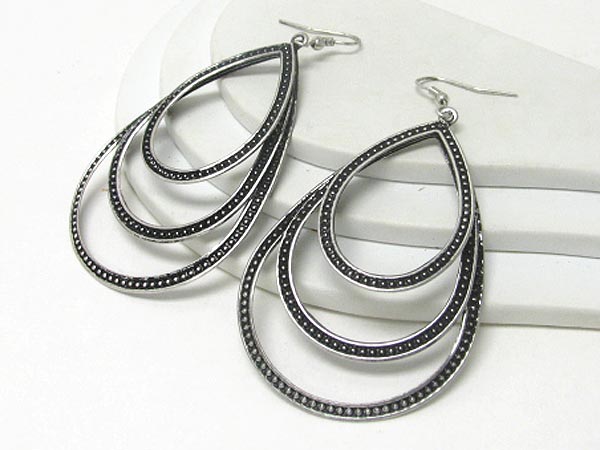 Triple metal drop earring