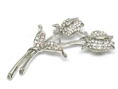 Crystal flower brooch