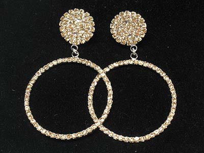 Rhinestone paved circle frame earring 