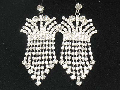 Rhinestone crown shape multi dangles earring 