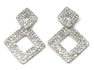 Crystal dual square link drop earring 