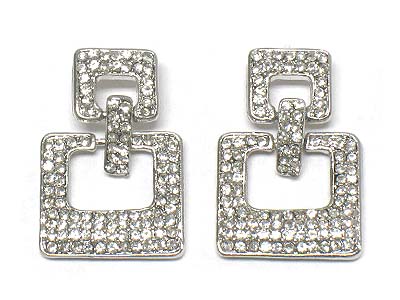 Crystal deco dual square frame link earring 