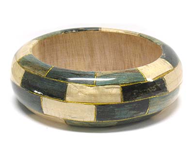 Brick wall pattern wood bangle 