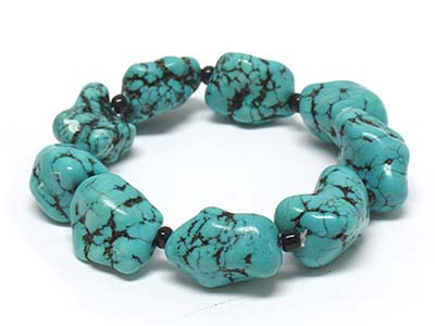 Turquoise chunk stone link bracelet