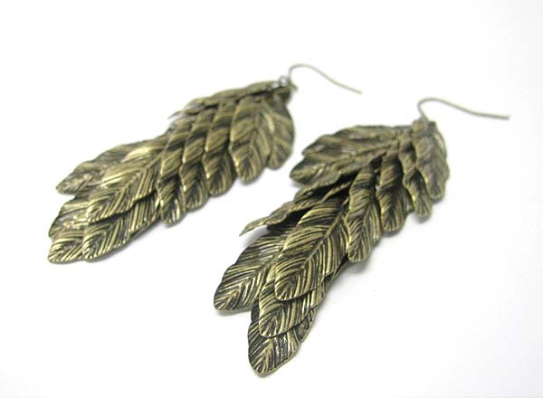 Burnish metal leaves earring