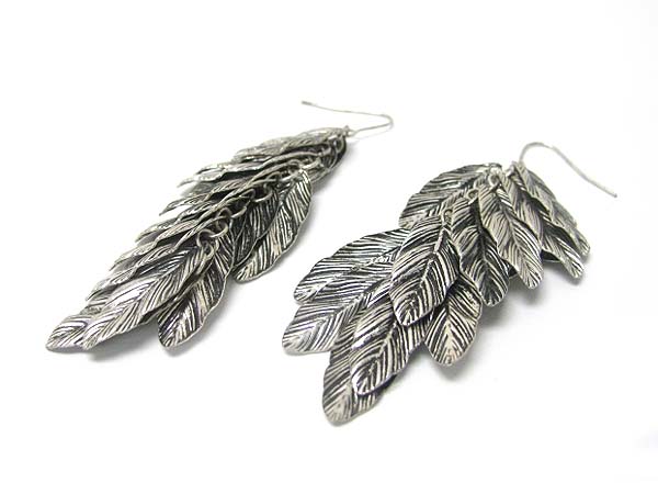 Burnish metal leaves earring