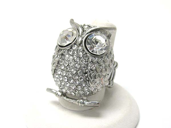 Crystal stud owl stretch ring