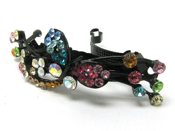 Crystal stud butterfly deco hair pin