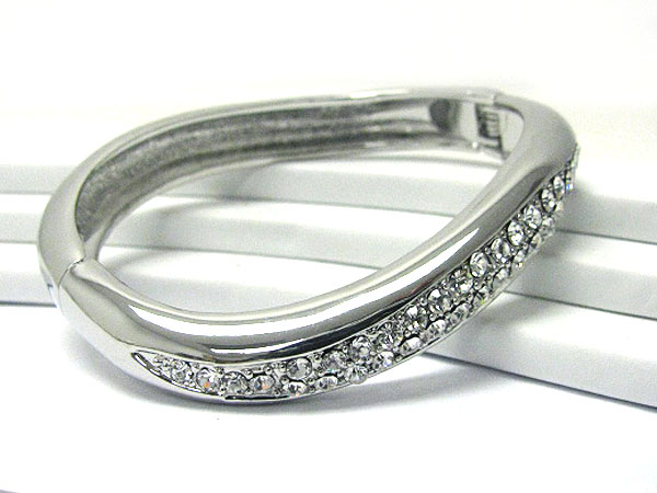 Crystal stud waved shape metal hinge4 bangle