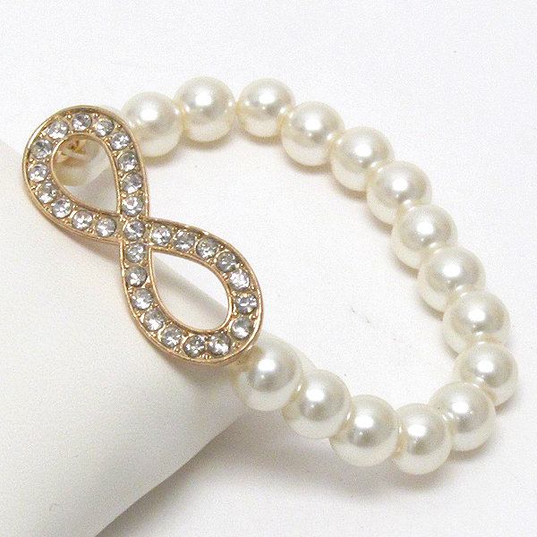 Crystal deco infinity and stretch pearl bracelet