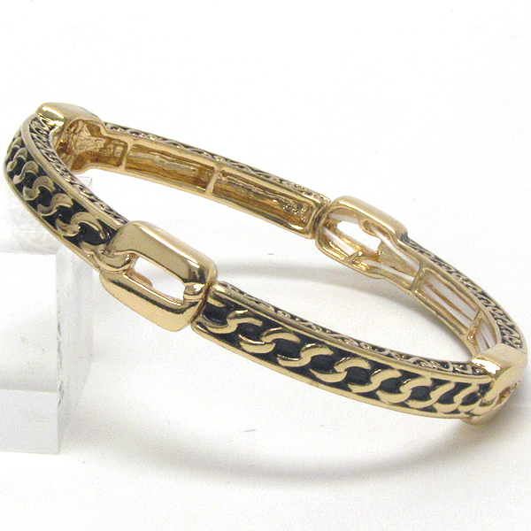 Designer pattern metal casting stretch bracelet