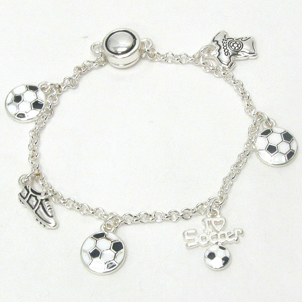 Epoxy deco soccer theme charm magnet bracelet