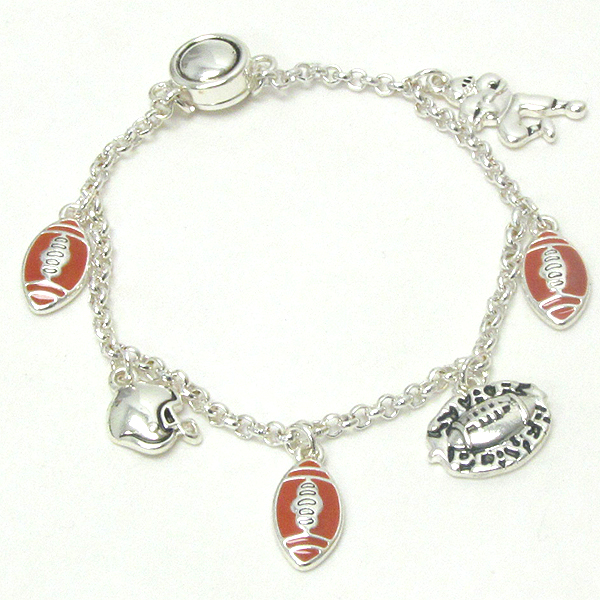 Epoxy deco football theme charm magnet bracelet