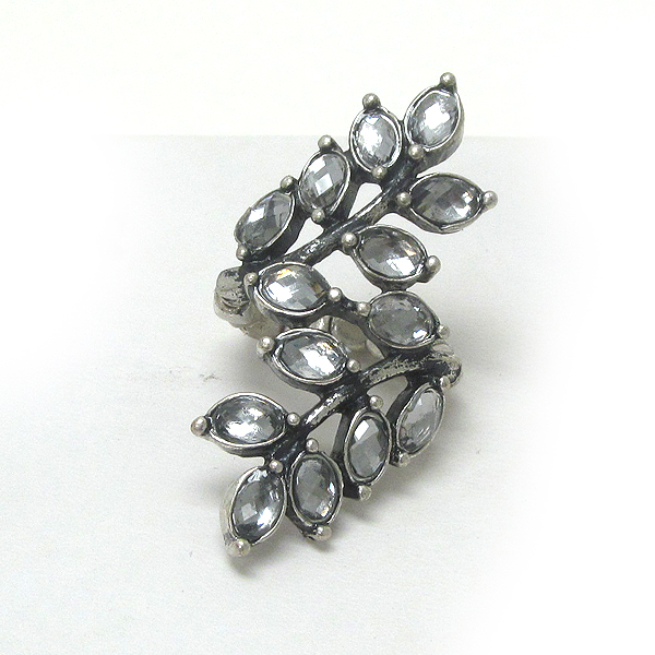 Multi glass stone deco branch stretch ring