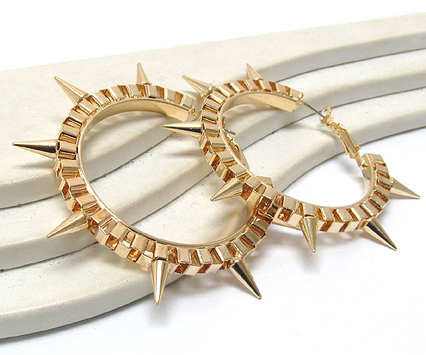 Multi spike on box chain hoop earring - hoops