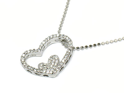 Crystal double heart necklace