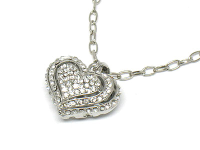 Crystal puff belly heart necklace