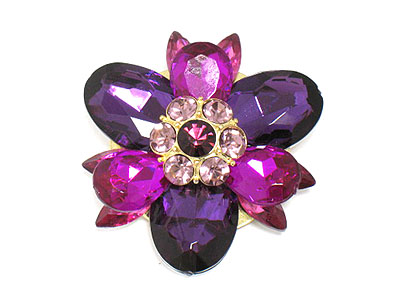 Cystal and epoxy stone flower brooch