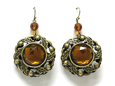 Both sided epoxy stone and casting metal earring