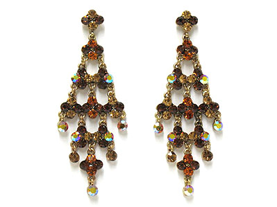 Austrian crystal four layer drop chandelier earring