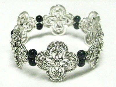 Marcasite look metal castong stretch bracelet