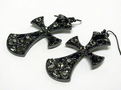 Crystal fat cross earring