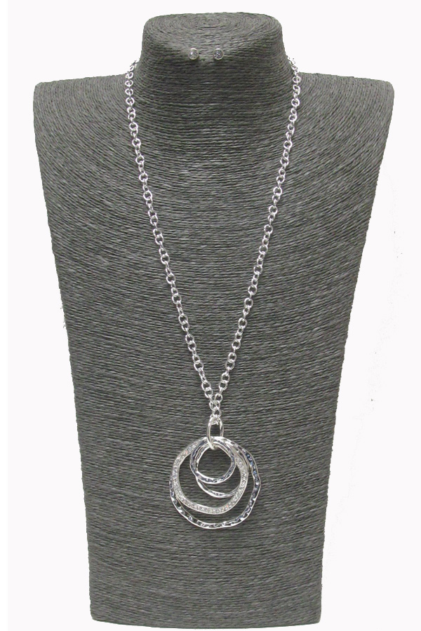 Multi size flat disks chain necklace set