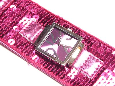 Sequins  wide band fashion watch