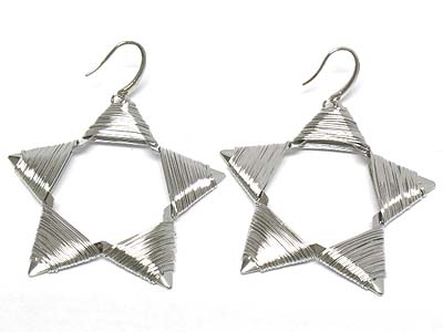 Metal wired star frame earring