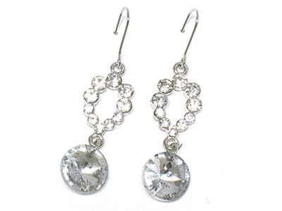 Crystal deco and epoxy stone drop earring