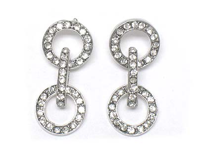 Crystal double circle link drop earring