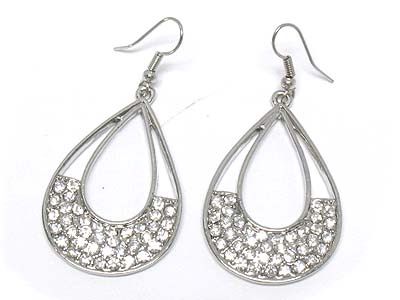 Crystal deco tear shape frame earring 